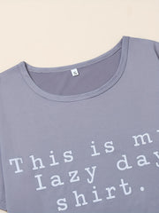Women's Letter Print Pajama Set Crew Neck Top & Shorts