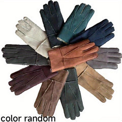 Warm Sheepskin Gloves Men Women Sports Riding Hand Wool Gloves