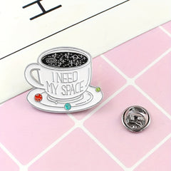 Solar System Coffee Enamel Pin Cup Backpack