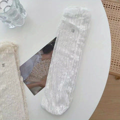 Floral Pattern Mesh Socks Semi Sheer Mid Tube Stockings