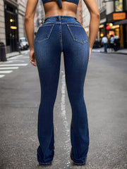 High Rise Boot Cut Jeans Stretchy Flare Leg Denim Pants