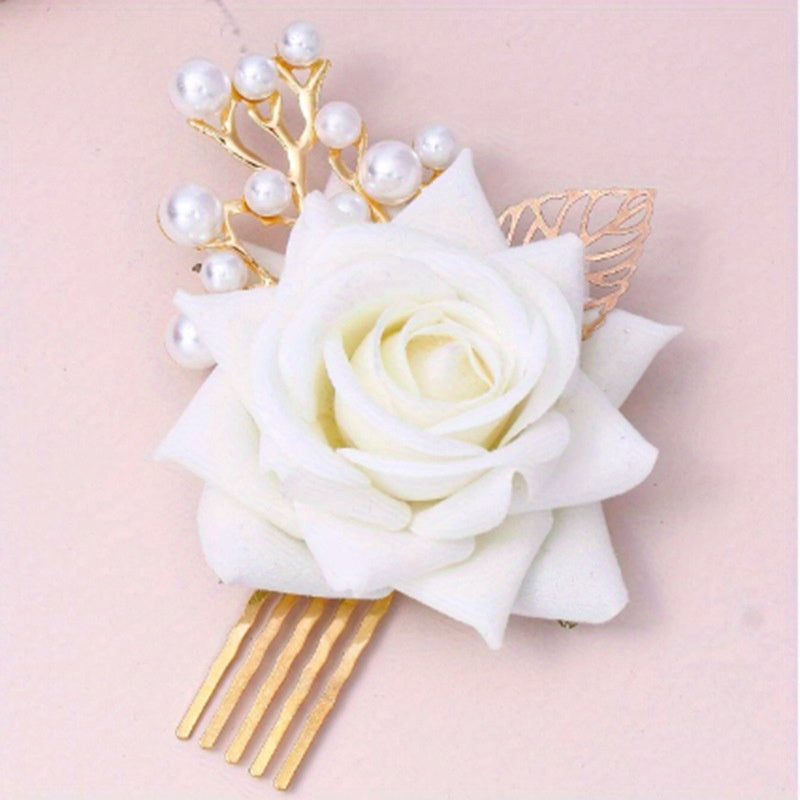 Rose Flower Hair Combs Bridal Tiaras Floral Headpiece Wedding Bride Accessories