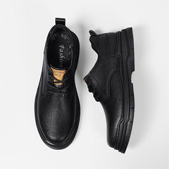 EXSHERO Men's Leather Round Toe Casual Dress Shoes