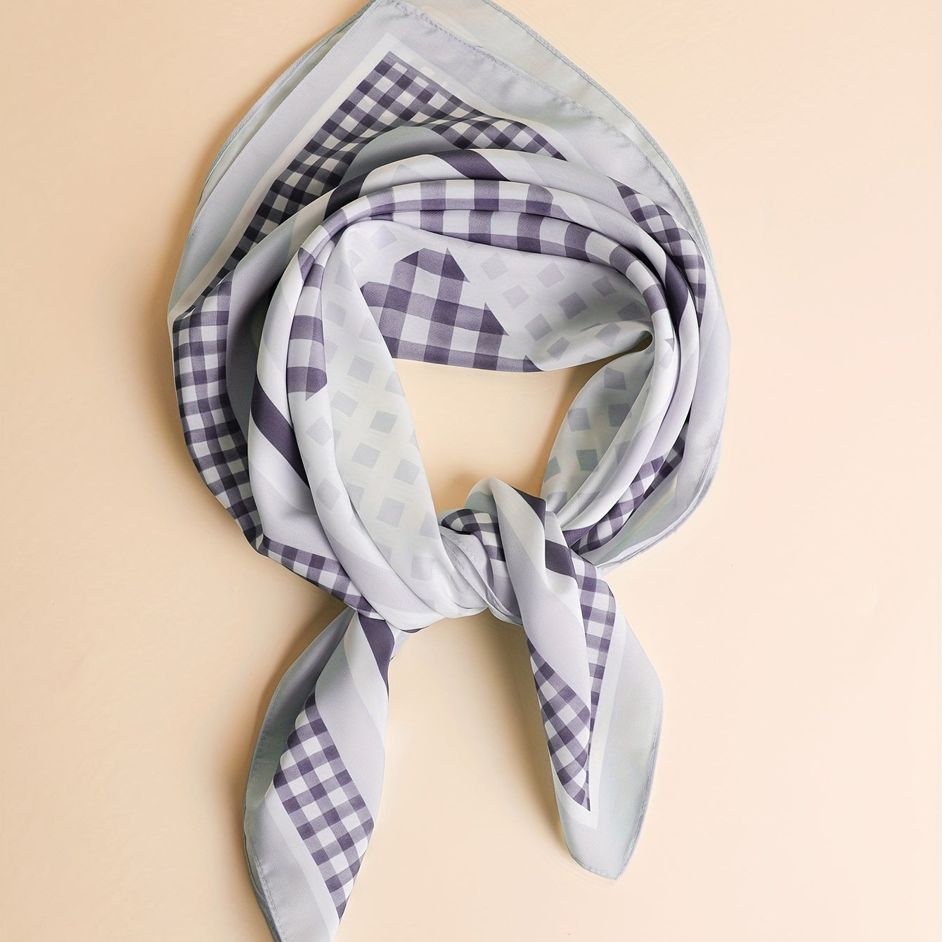 Plaid Print Bandana Classic Shawl Satin Square Scarf Neckerchief