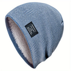 Fashionable Ear Protection Windproof Knit Beanie Hat With Plus Velvet