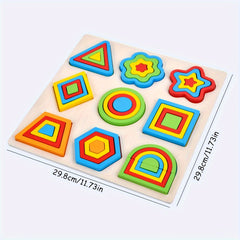 Wooden Shape Matching Board Puzzle Game Educational Learning Toy