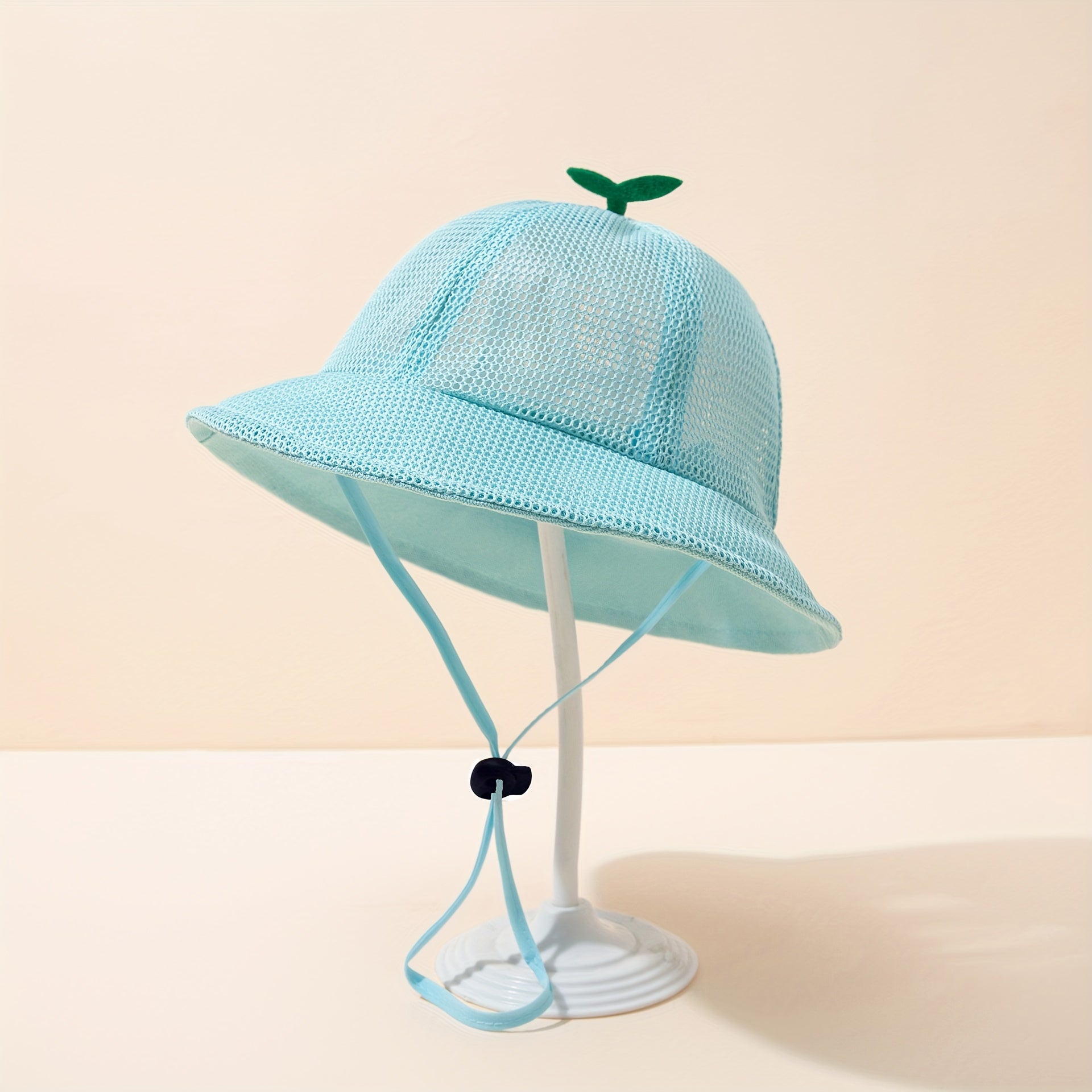 Baby Mesh Bucket Hat Grass Decor Fisherman Strap Sun Wind Rope