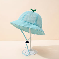 Baby Mesh Bucket Hat Grass Decor Fisherman Strap Sun Wind Rope