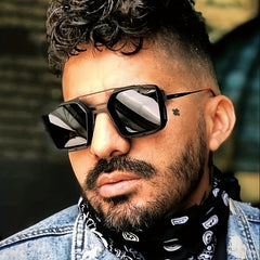 Men's Retro Steampunk Sunglasses Vintage Hollow Square Sunglasses