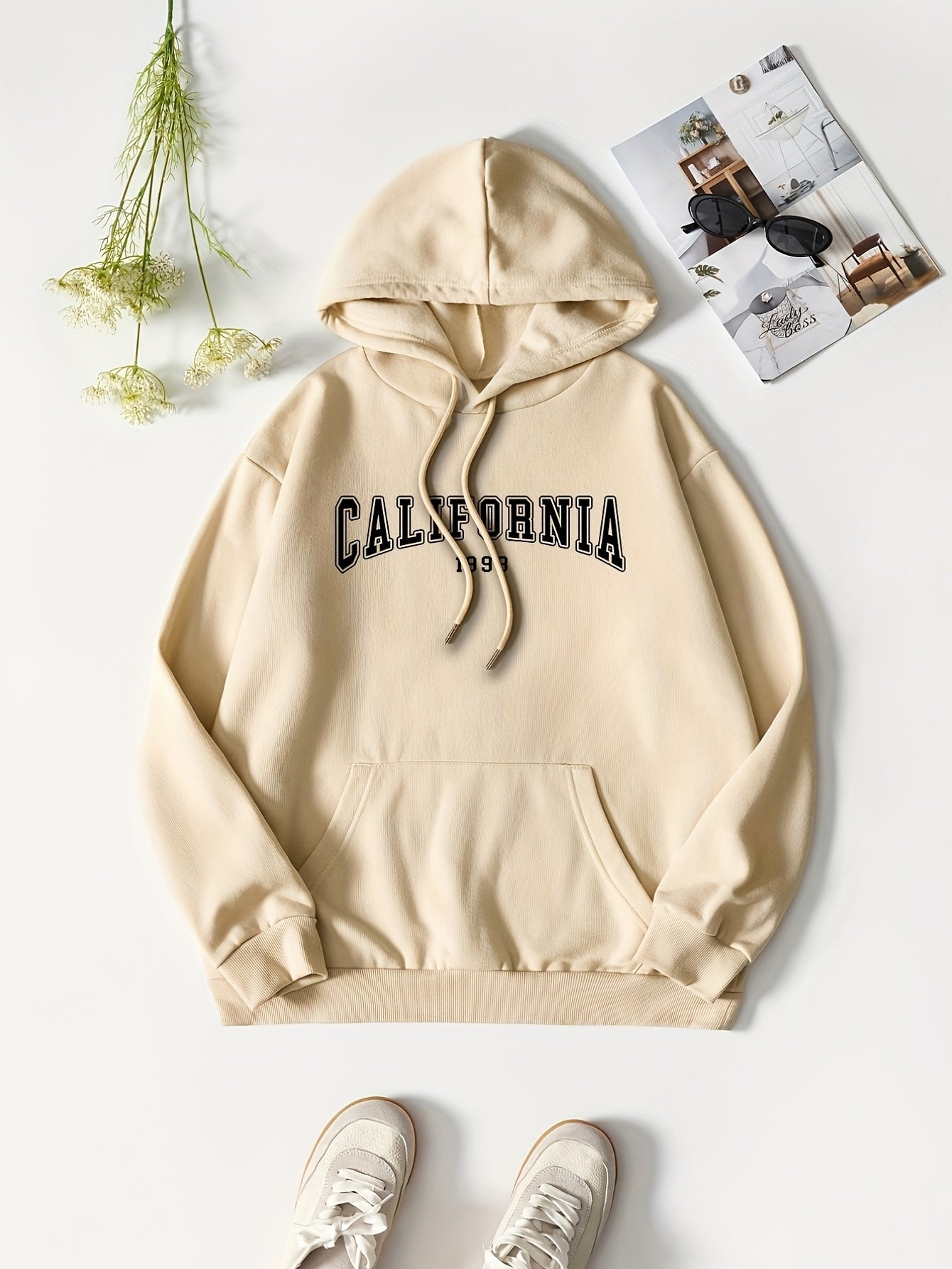 Long Sleeve Hooded Sport Sweatshirt Women Graphic Drawstring Hoodie