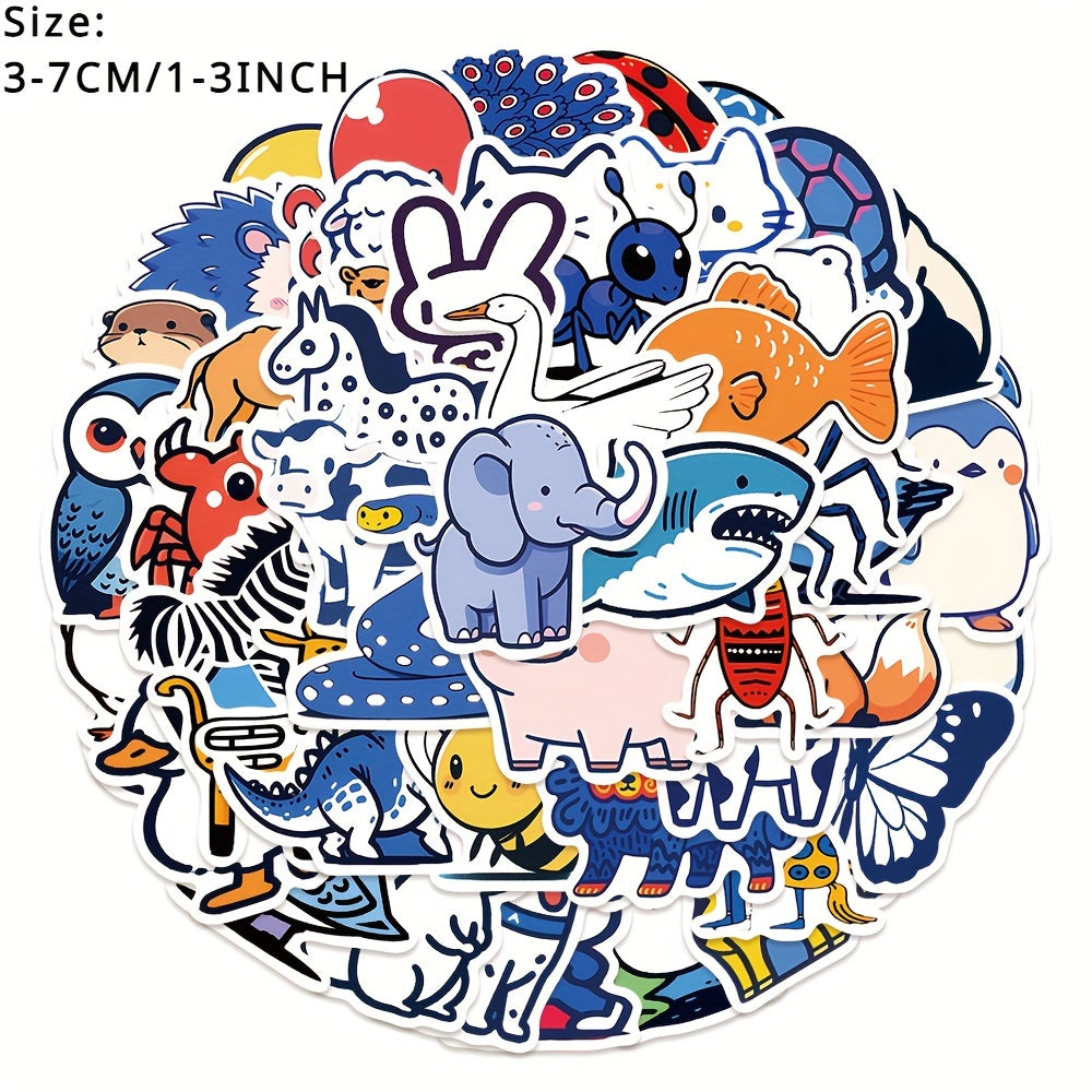 50pcs Cartoon Animal Series Graffiti Stickers Waterproof DIY Decoration