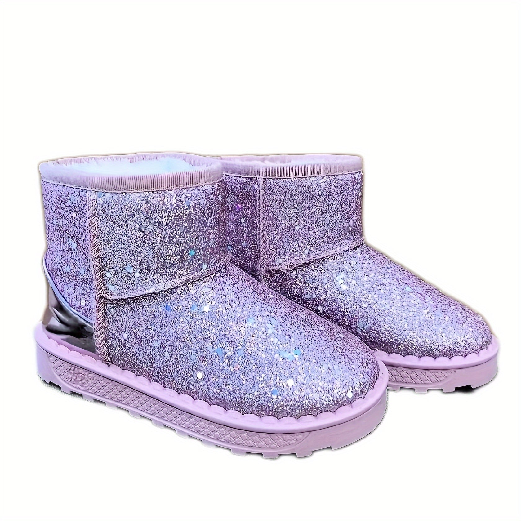 Sequin Snow Boots for Girls, Soft Warm Fleece, Outdoor Walking, Autumn/Winter