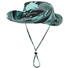 Men's Wide Brim Bucket Hat Sunscreen Benny Hat Camouflage Jungle Fishing Cowboy