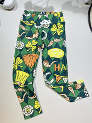 Girls St Patrick's Leggings Hat Argyle Pattern Pants