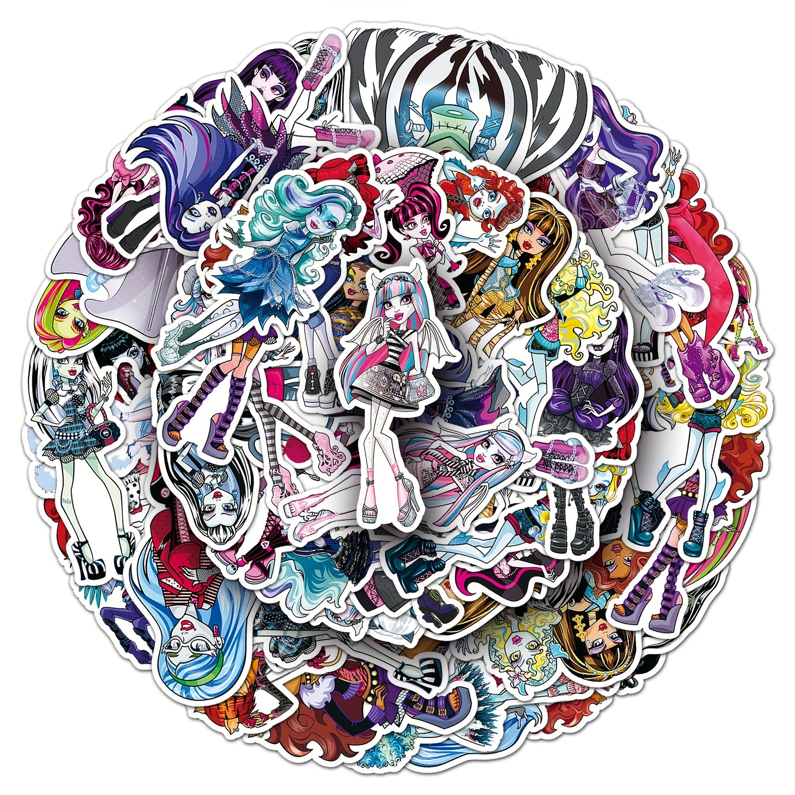 50pcs Anime Character Stickers Colorful Gothic Decals for Laptops & Phone Case