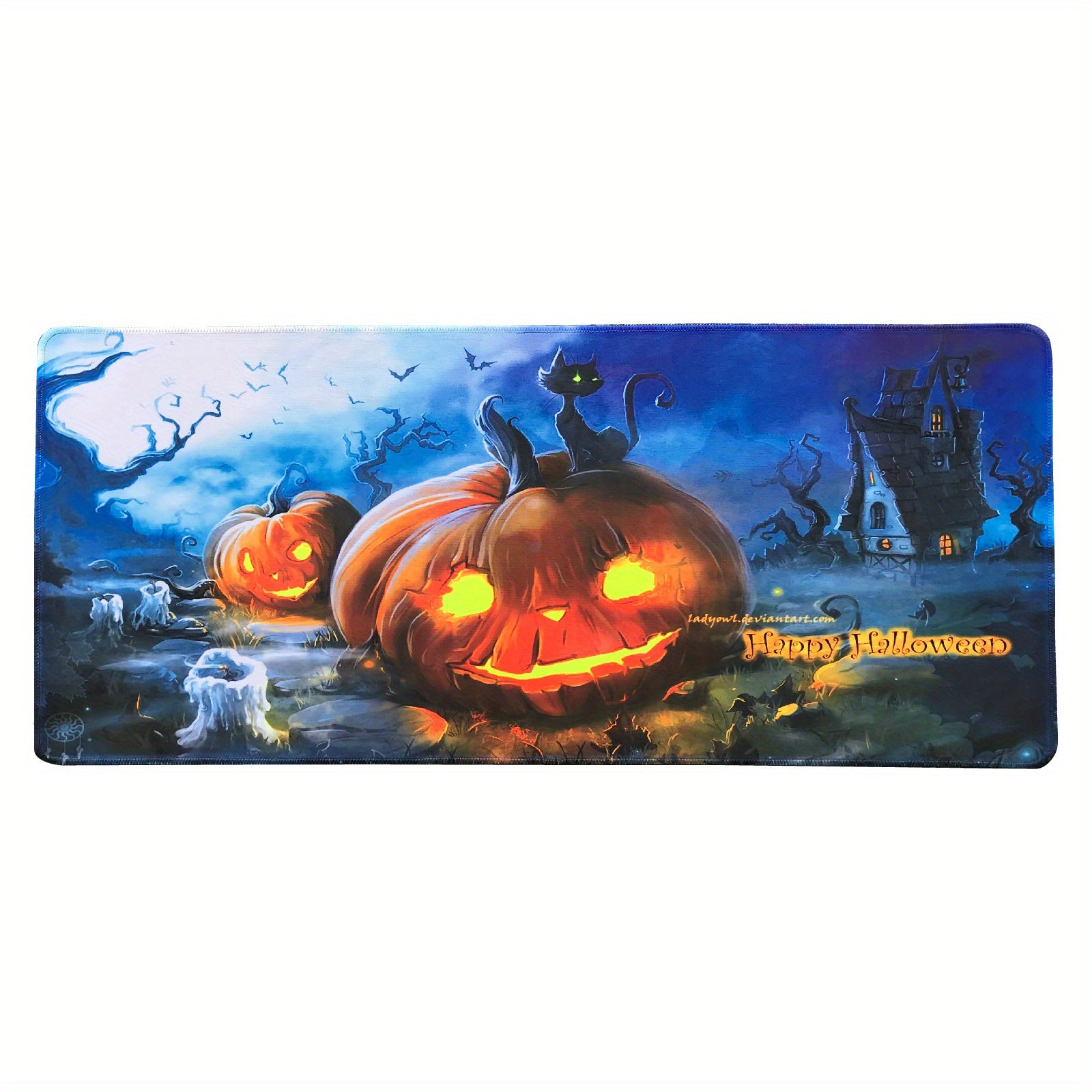 Happy Halloween Pumpkin Ghost And Bats Mouse Pad XL