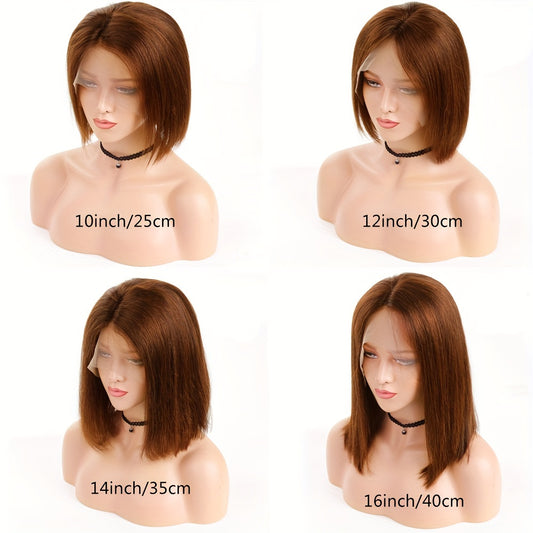 Chocolate Brown Bob 13x4 Lace Front Wigs Straight Human Hair Wigs 150 Density
