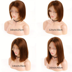 Chocolate Brown Bob 13x4 Lace Front Wigs Straight Human Hair Wigs 150 Density