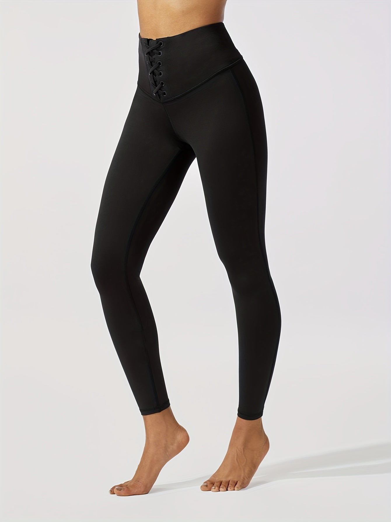 Sports Leggings Crisscross Wide Waistband Tummy Control Yoga Pants