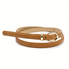 Candy Adjustable Waist Belt Golden Pin Buckle Thin PU Belt