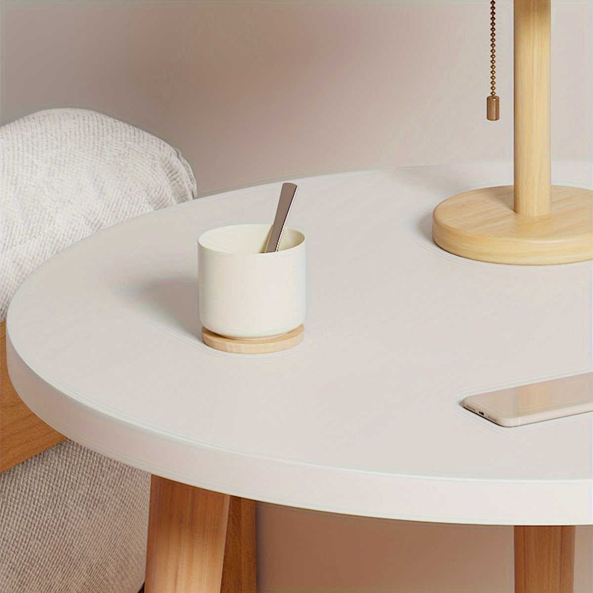 Small Round Coffee Snack Table Portable Space Saving 3 Feets Side End Table