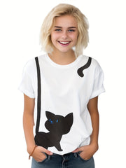 Kids Cat Graphic Short Sleeve T-shirt Summer Sports Clothes