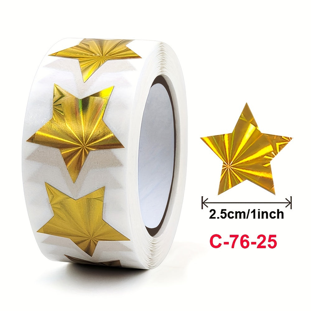 500pc Roll 2 Sequin Star Stickers Self-Adhesive Envelope Decorative Sealing