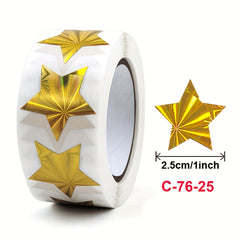 500pc Roll 2 Sequin Star Stickers Self-Adhesive Envelope Decorative Sealing