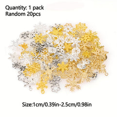 20pcs Snowflake Charms Alloy Pendants For Christmas Winter Jewelry Making