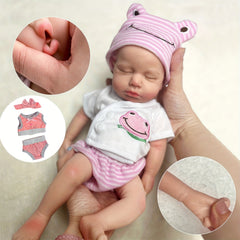 6" Reborn Baby Girl Doll Soft Silicone Lifelike Newborn with Pink Hat