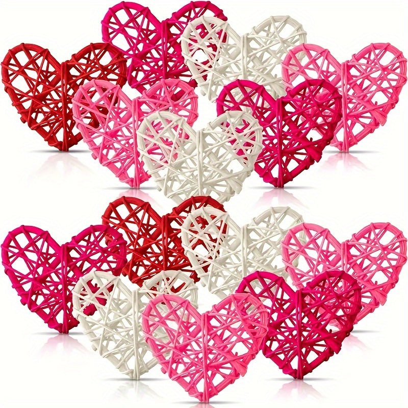 6pcs Heart Rattan Decorative Balls with Willow Sticks