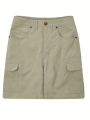 Versatile Solid Cargo Shorts for Women with Pockets