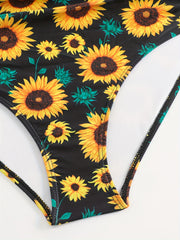 Sunflower Ruched High Waisted Bikini Bottoms