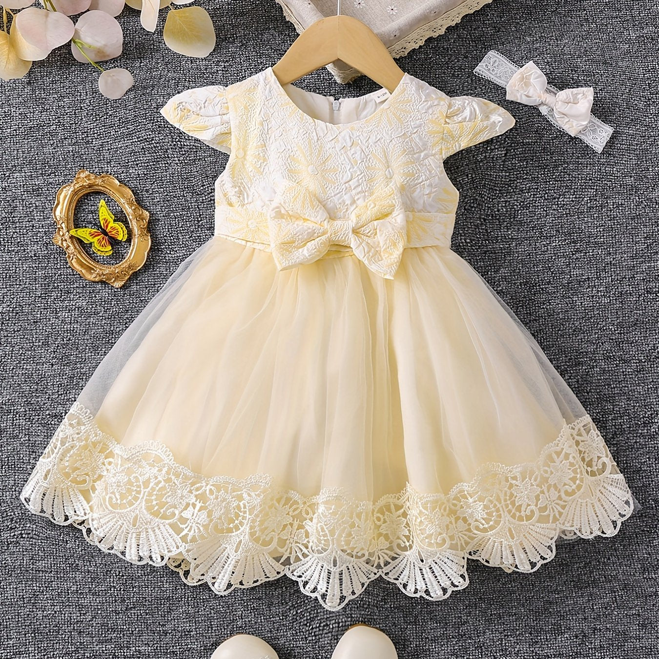Girls Princess Dress Baby Girls Floral Graphic Mesh Puffy Casual