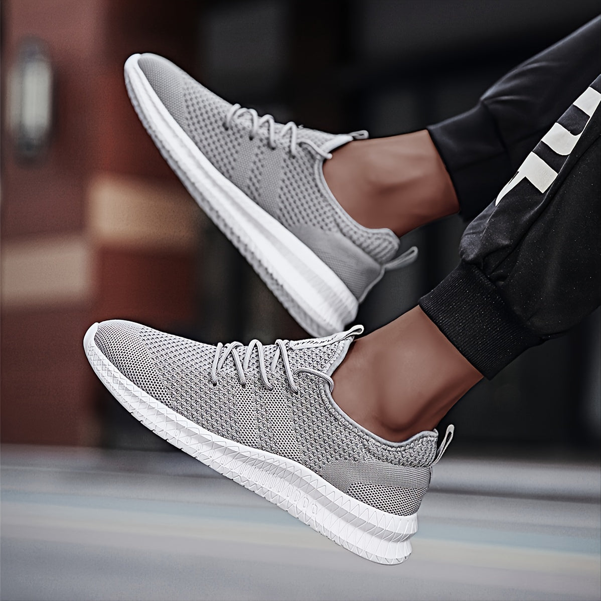 Men's Knit Running Shoes Lightweight Outdoor Sneakers