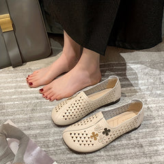 Women's Hollow Out Casual Flat Shoes Flower Decor Slip On Comfy Non Slip Flats