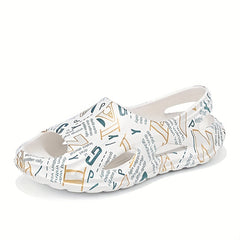 Men's Letter Print Slip On Platform Sandals