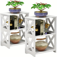 3 Tier Bedside Table Bathroom Nightstand Shelf Small Spaces Living Room