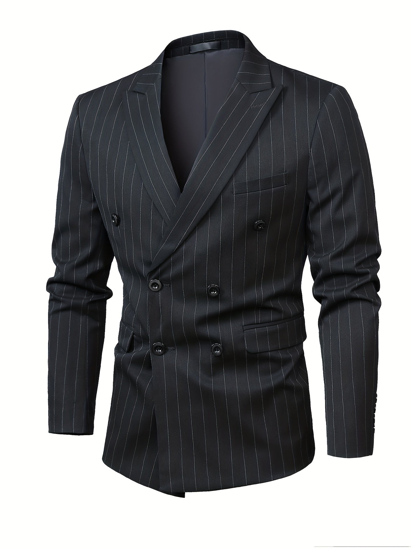 Men's Casual Striped Double Breasted Suit Top