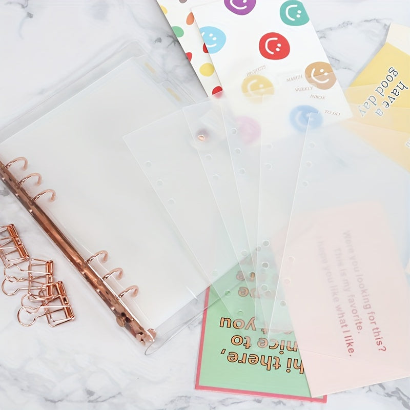 7pcs A5 Divider Pages One Week Label Binder Clear 6 Loops Planner Divider