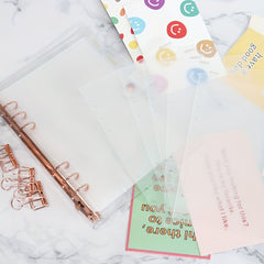 7pcs A5 Divider Pages One Week Label Binder Clear 6 Loops Planner Divider