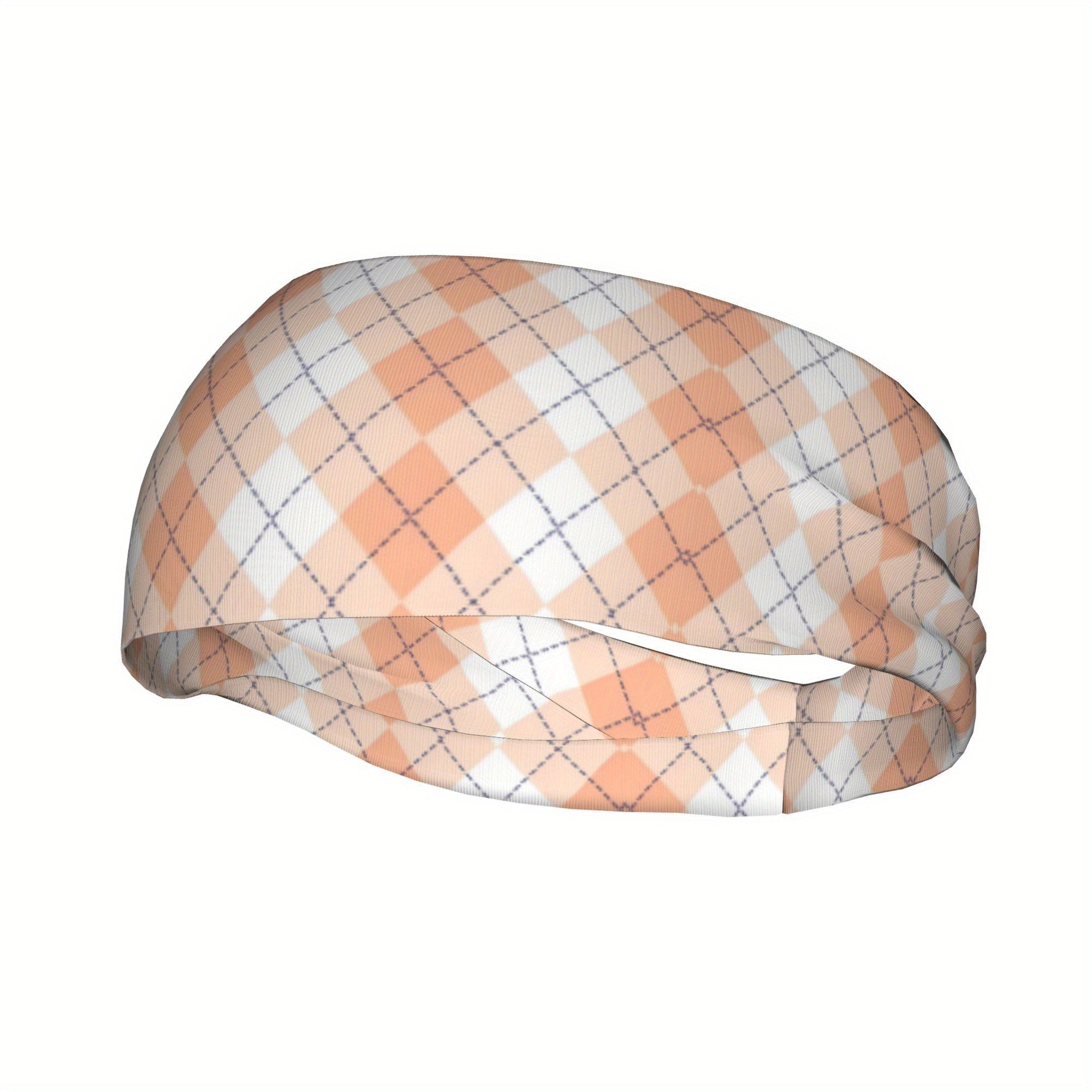 Vintage Plaid Headband Soft Pink Grid Pattern Hairband