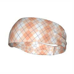 Vintage Plaid Headband Soft Pink Grid Pattern Hairband