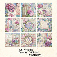 36 Sheets Vintage Flower Scrapbook Paper Stationery Supplies For DIY Craft