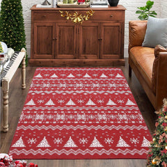 Machine Washable Area Rug Christmas Tree Snowflake Decor