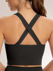 Criss Cross Back Sports Bra Front Zipper Comfortable & Breathable