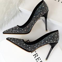 Glitter Rhinestone Wedding Shoes Pointed Toe Stiletto Heeled Pumps