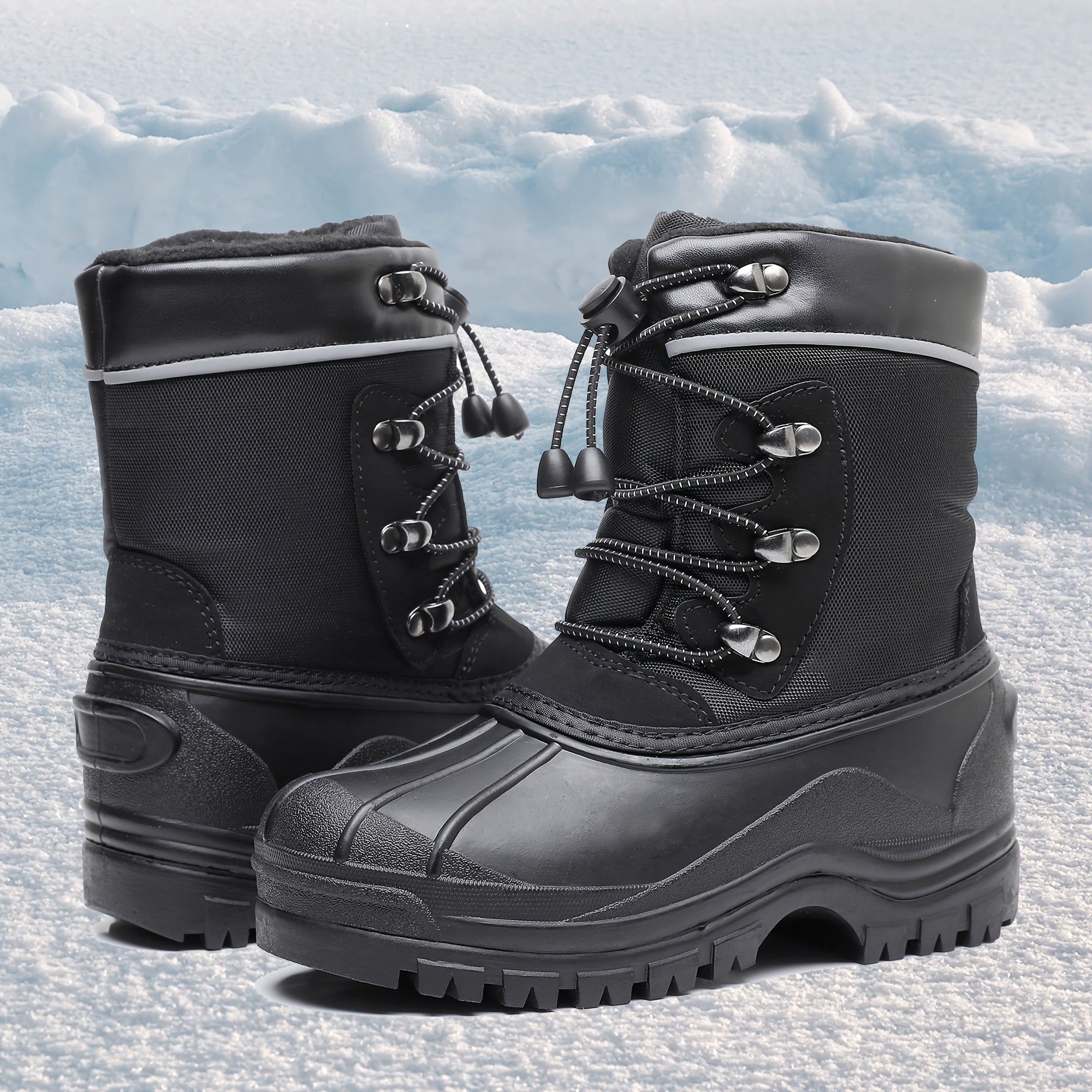 Boy's Snow Boots Fleece Lined Non slip Cozy Outdoor Hiking Shoes