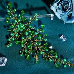 Green Bead Retro Bridal Hairband Vintage Wedding Hair Accessory