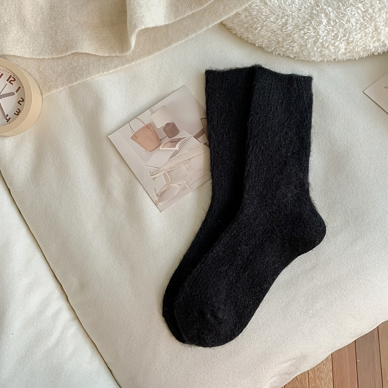 3 Pairs Thick Winter Socks Warm Knit Crew Length Women's Stockings